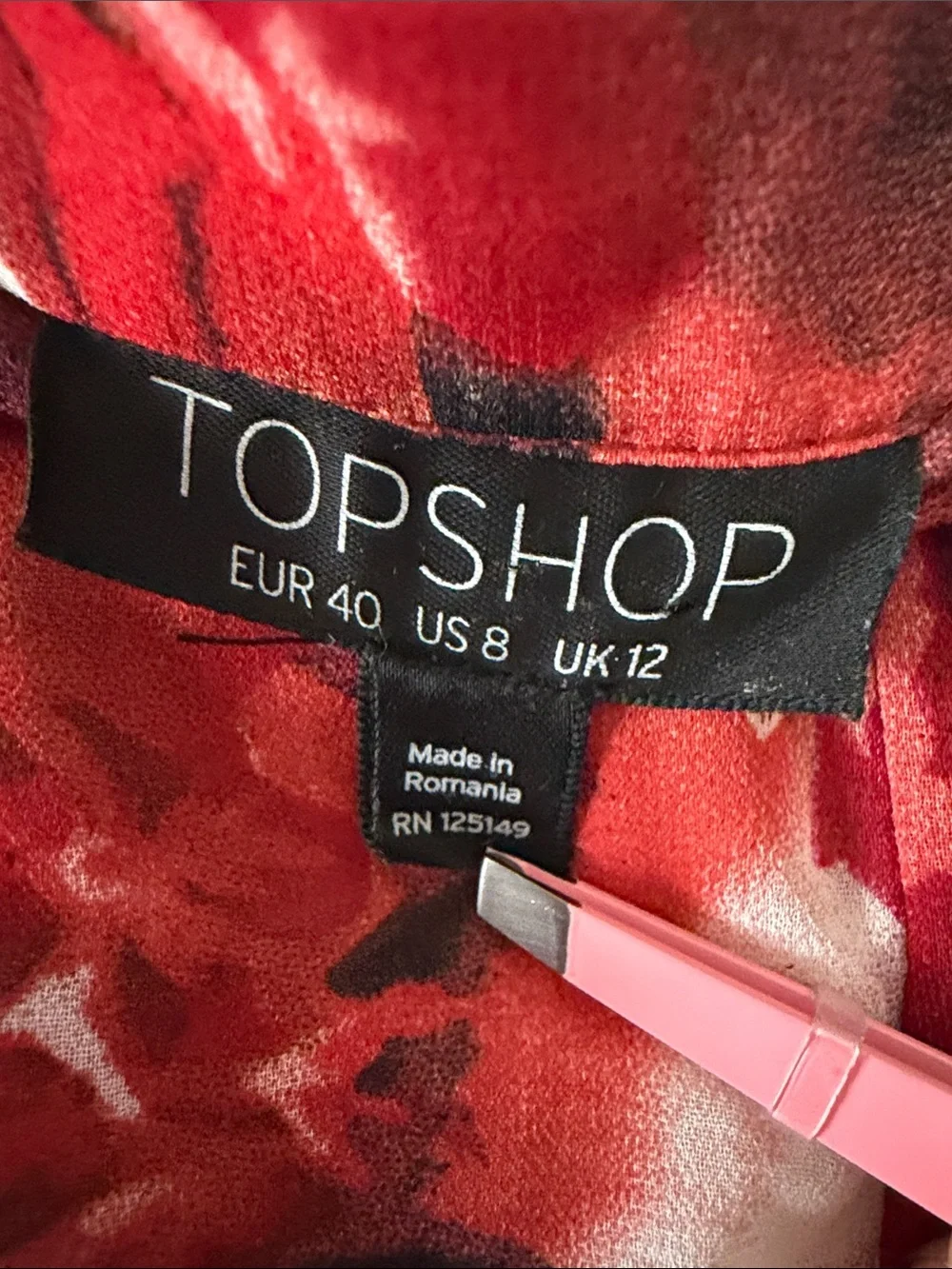 Topshop Red Floral High-Low Skirt - Picture 4 of 6